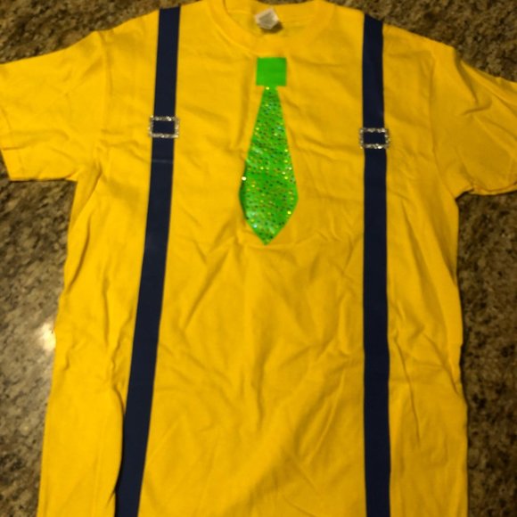 Gildan Tops - Yellow "Suspender and Tie" T-Shirt